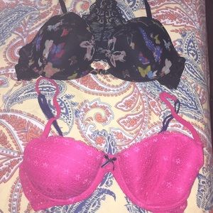 36c Pink Victoria Secret Bra Racerback black lace